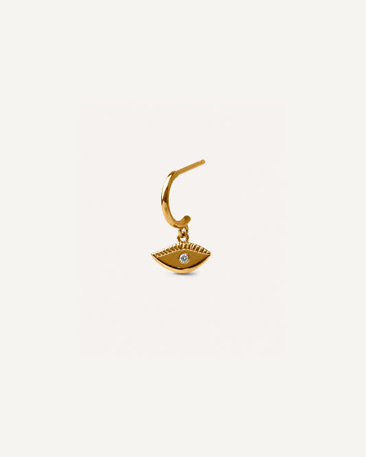 Meia Argola Hórus Unitária em Ouro 18K e Diamante