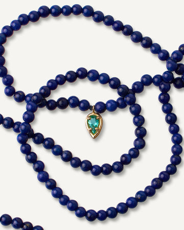 Colar Seiva Esmeralda em Ouro 18K e Lápis-Lazúli