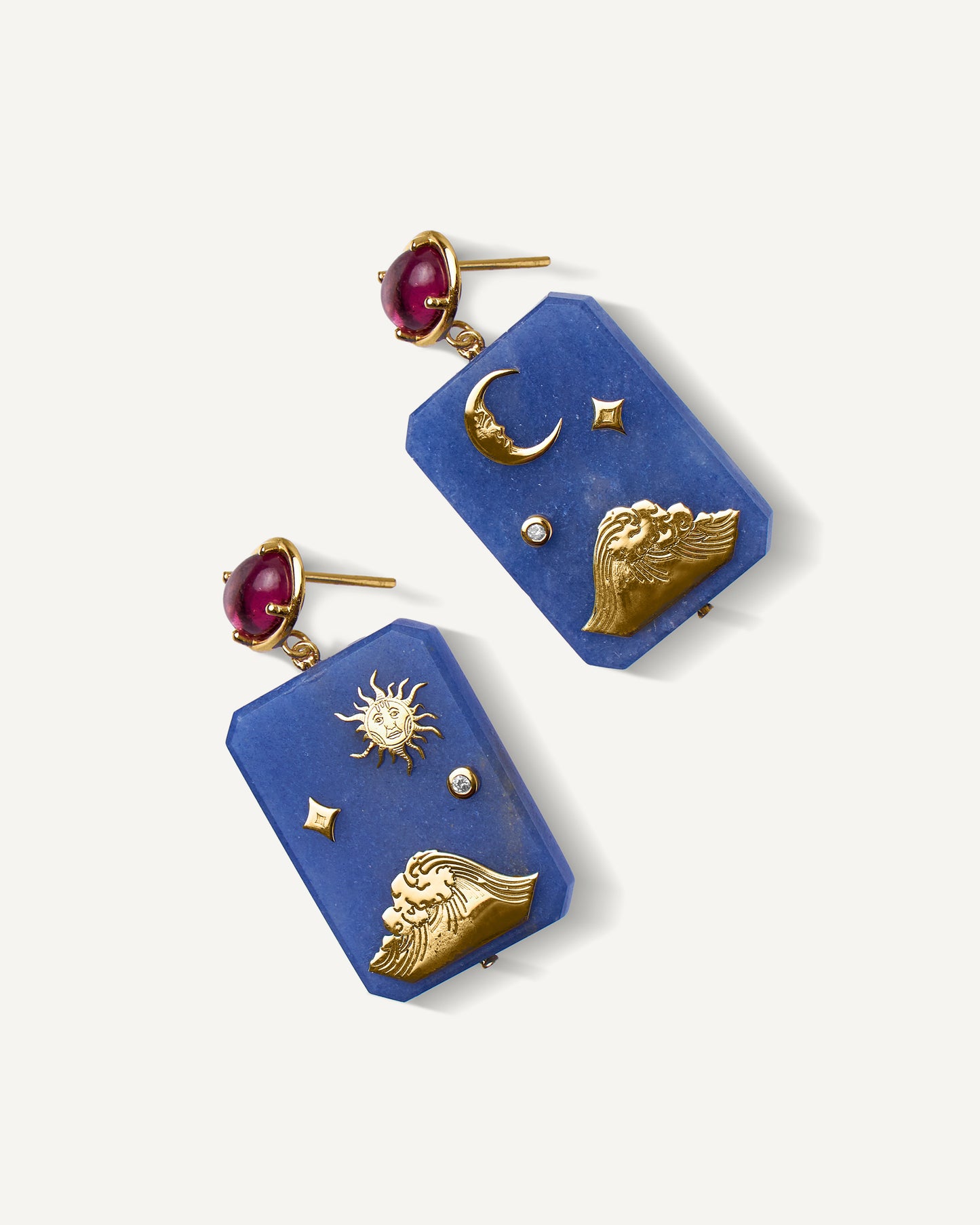 Brinco Névoa em Ouro 18K e Quartzo Azul