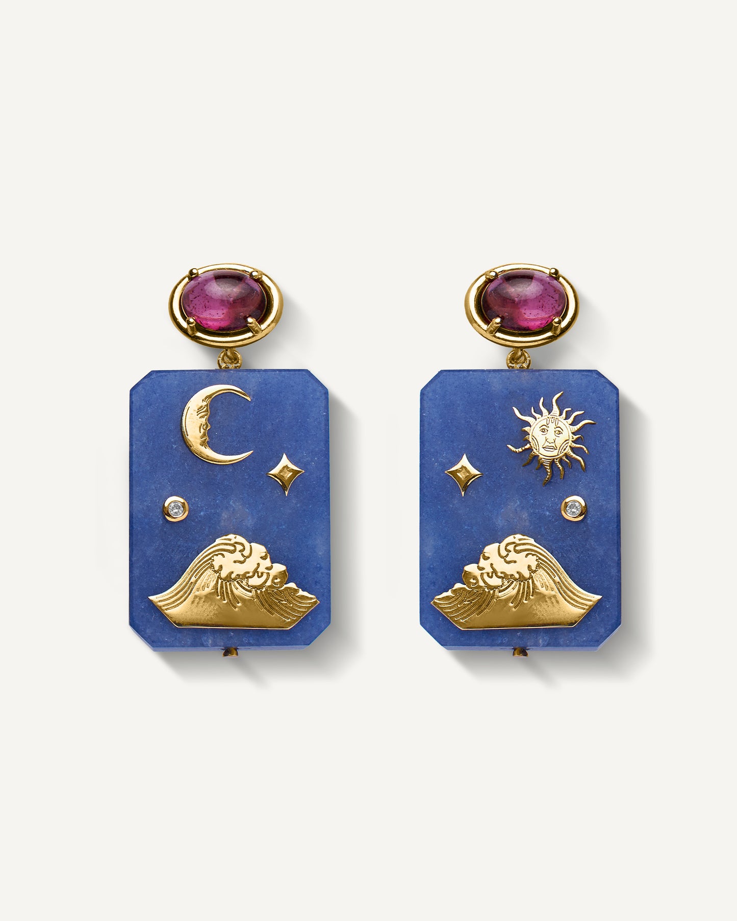 Brinco Névoa em Ouro 18K e Quartzo Azul