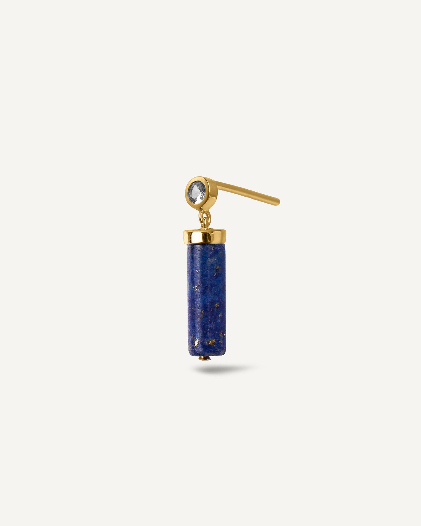 Brinco Unitário Alvorada Lápis-Lazúli em Ouro 18K e Safira Branca