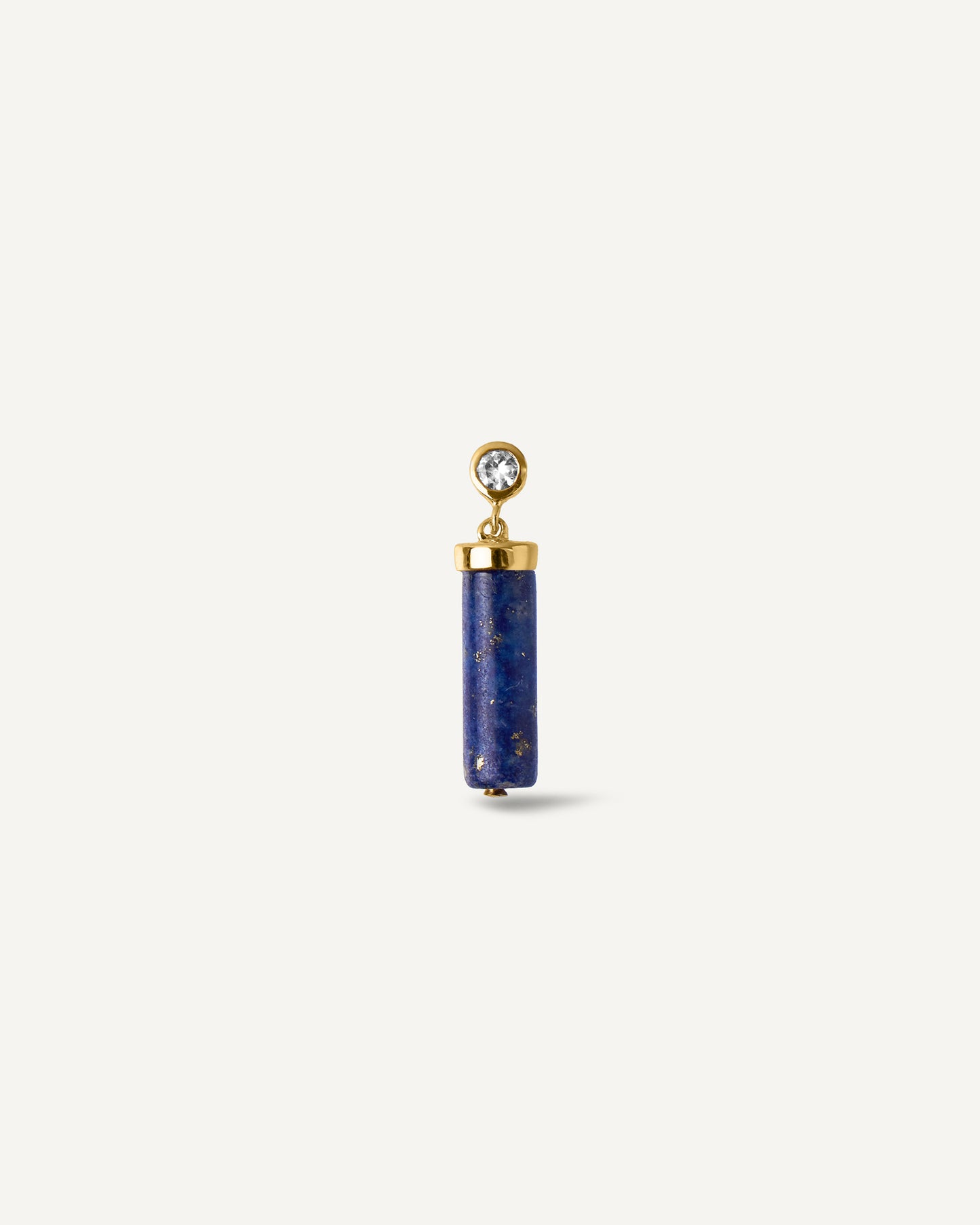Brinco Unitário Alvorada Lápis-Lazúli em Ouro 18K e Safira Branca