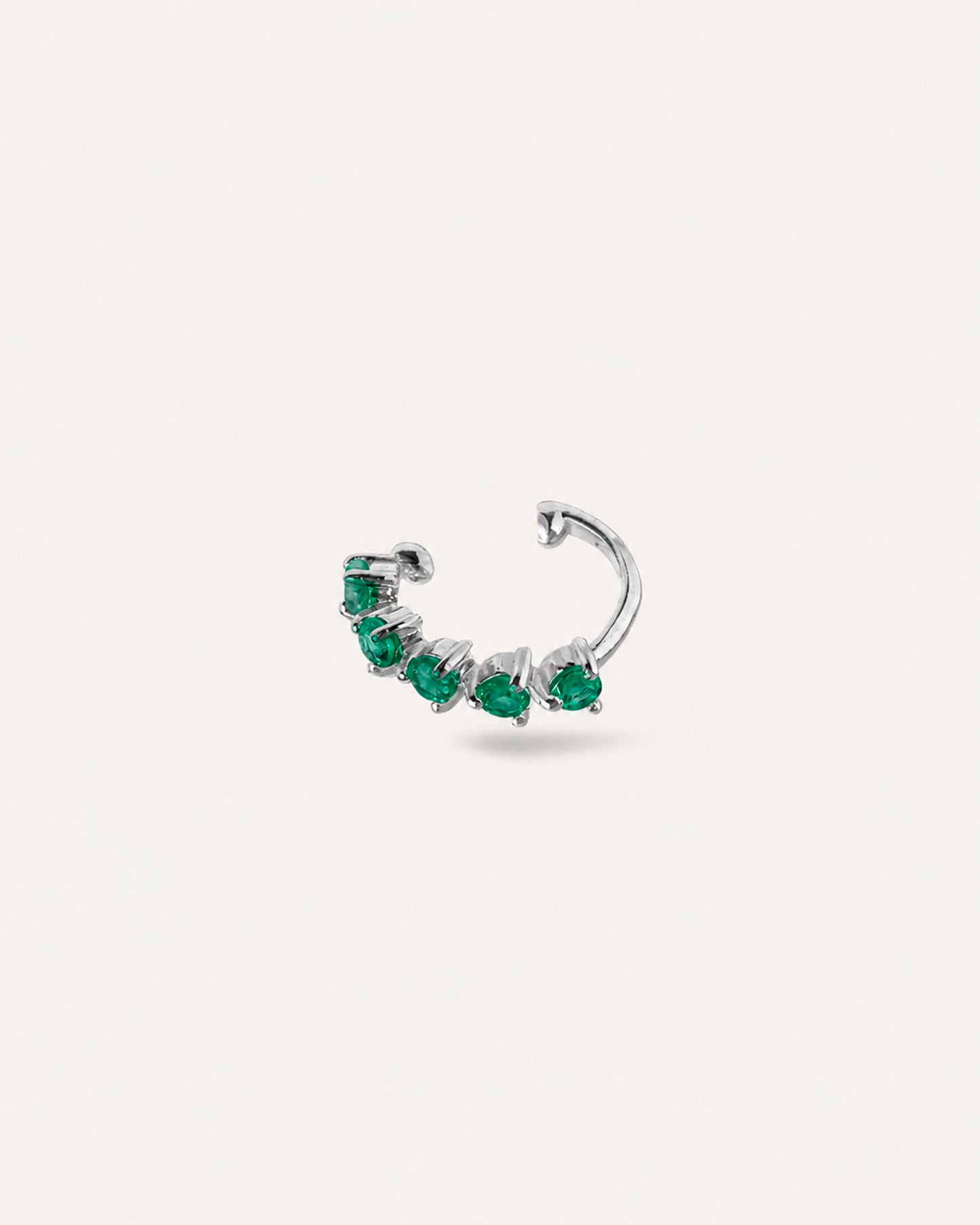 Piercing Emma Esmeraldas em Ouro Branco 18K