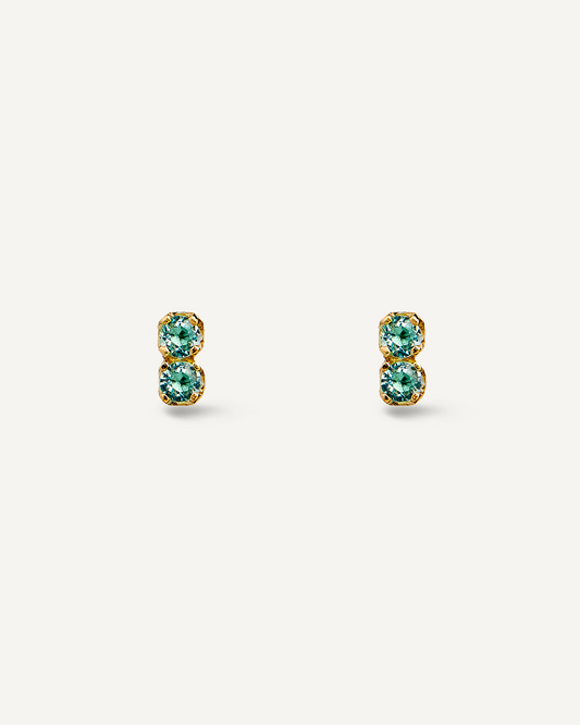 Brinco Two Petit em Ouro 18K e Topázios Azuis