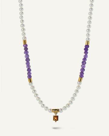 Colar Solaris em Ouro 18K com Pérolas e Ametistas