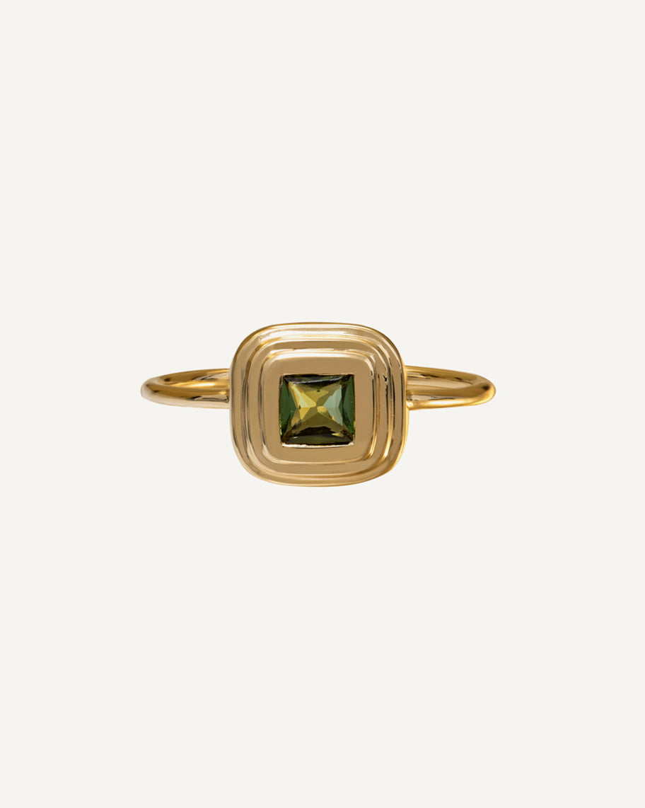 Anel Déco em Ouro 18K Carré Turmalina