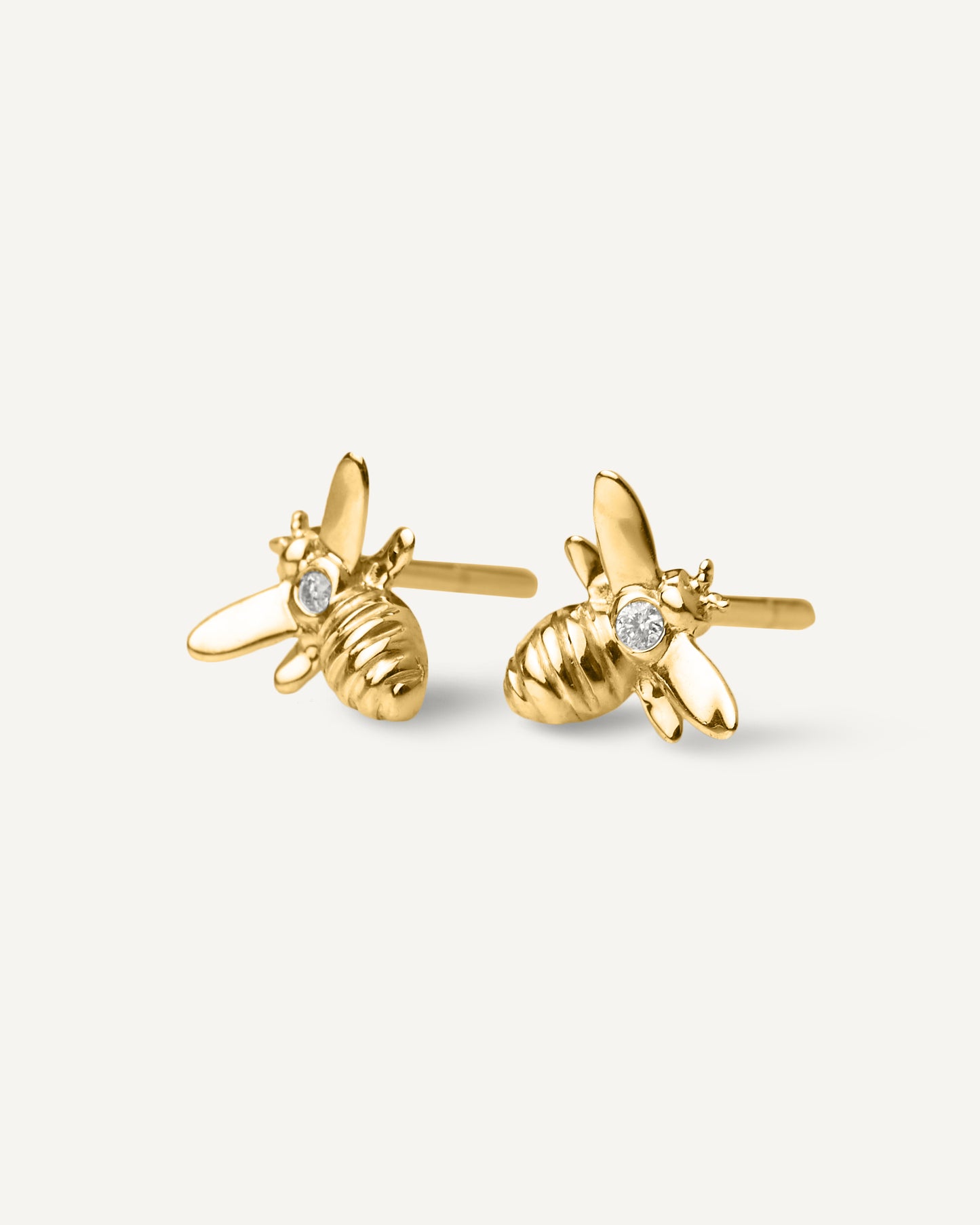 Brinco Stud Bee em Ouro 18K e Diamante