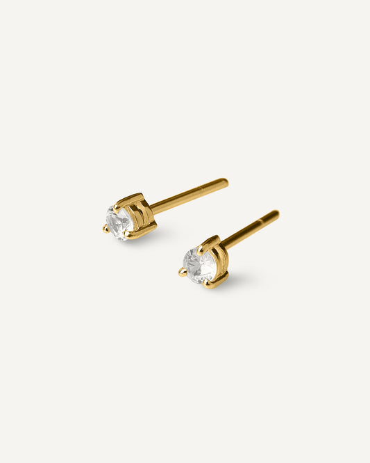 Stud Lili Safira Branca em Ouro 18K