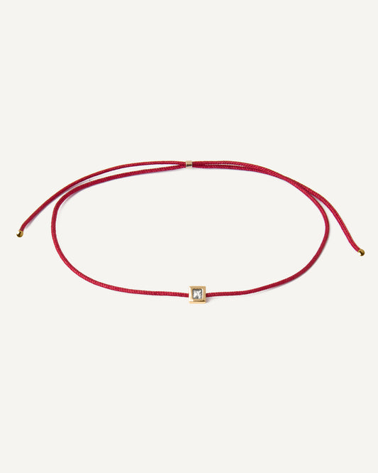 Pulseira Cord Vermelha em Ouro 18K e Safira