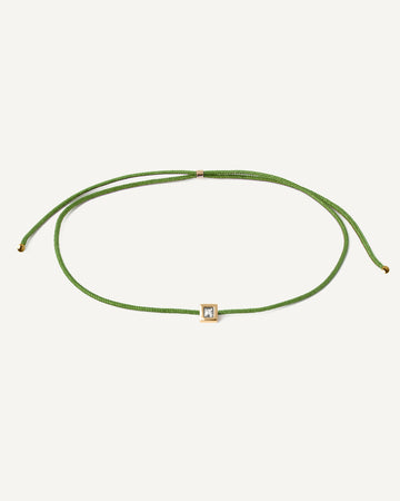 Pulseira Cord Verde em Ouro 18K e Safira