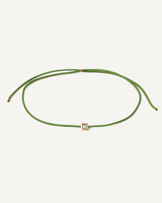 Pulseira Cord Verde em Ouro 18K e Safira