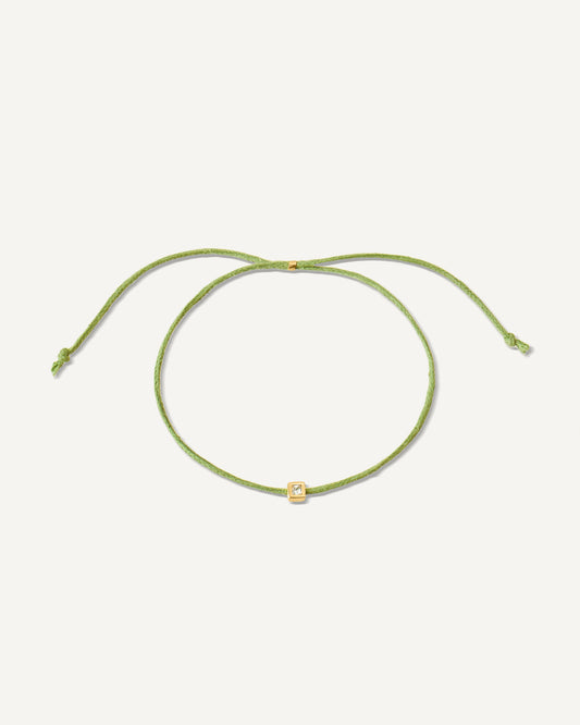 Pulseira Cord Verde em Ouro 18K e Safira