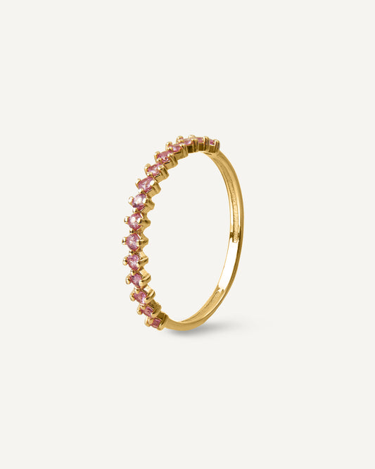 Anel Bisou Safira Rosa em Ouro 18K