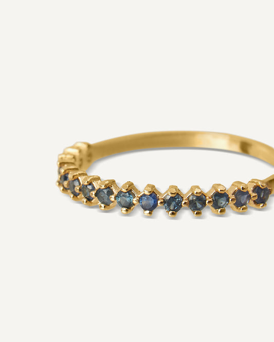 Anel Bisou Safira Azul em Ouro 18K