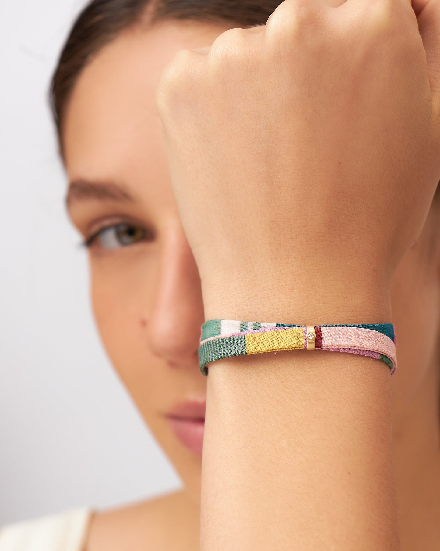 Pulseira Cotton Listras em Ouro 18K e Diamante