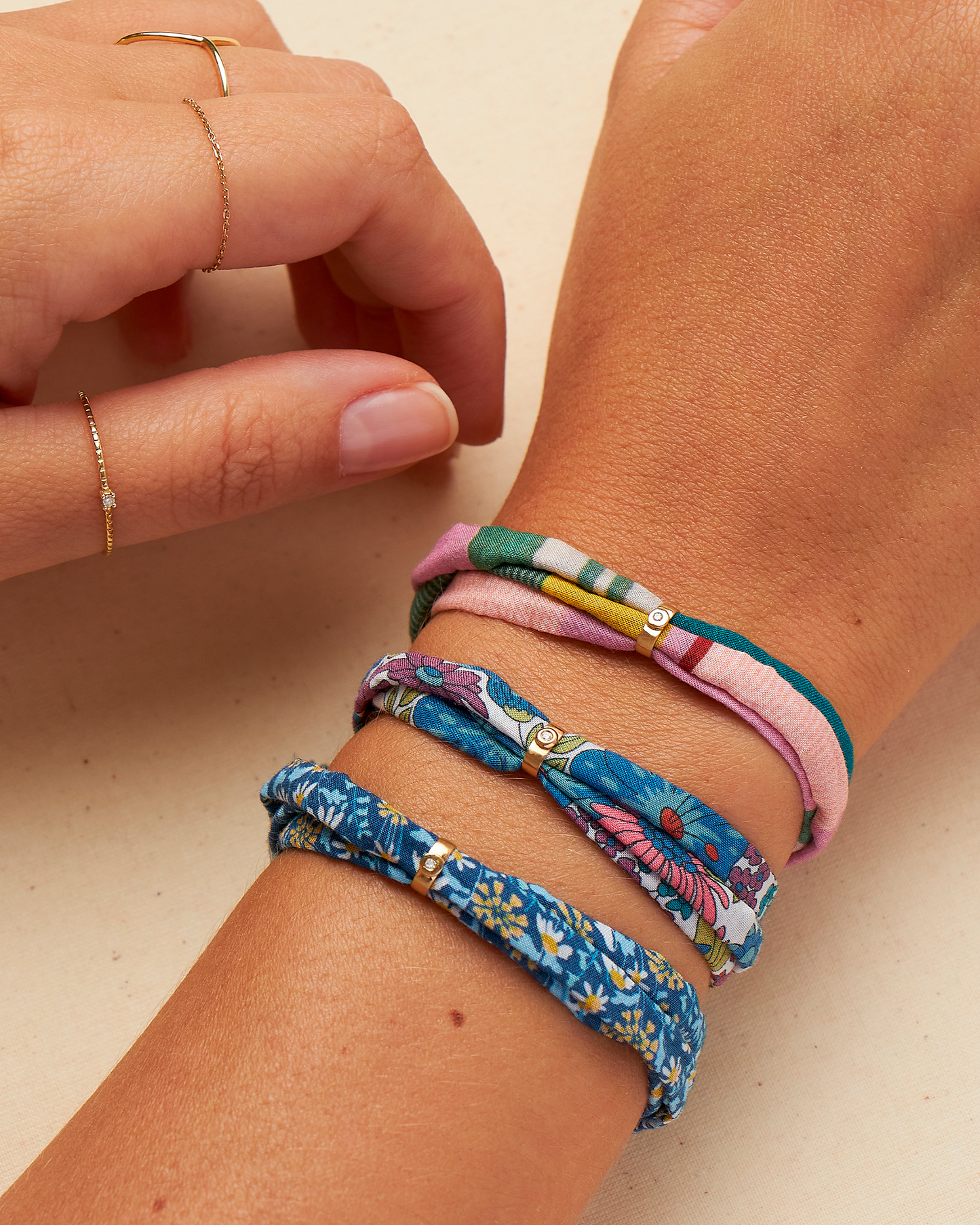 Pulseira Cotton Listras em Ouro 18K e Diamante