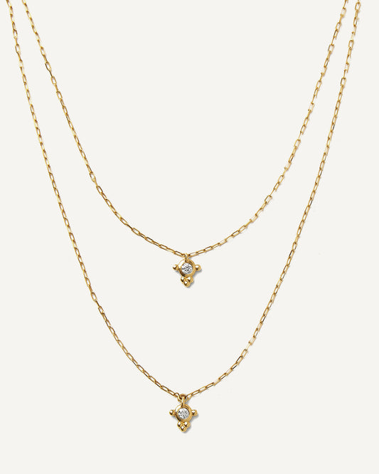 Colar Stella Duplo em Ouro 18k e Diamante