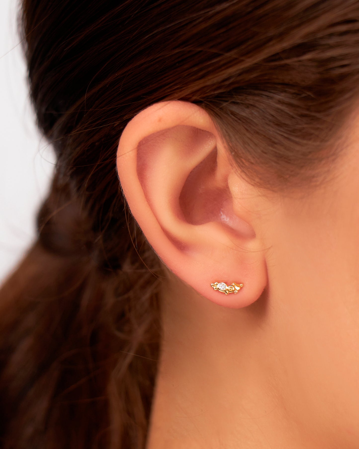 Brinco Céu Diamante Unitário Petit em Ouro 18K