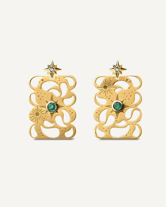 Brinco Kamalame em Ouro 18K e Esmeralda