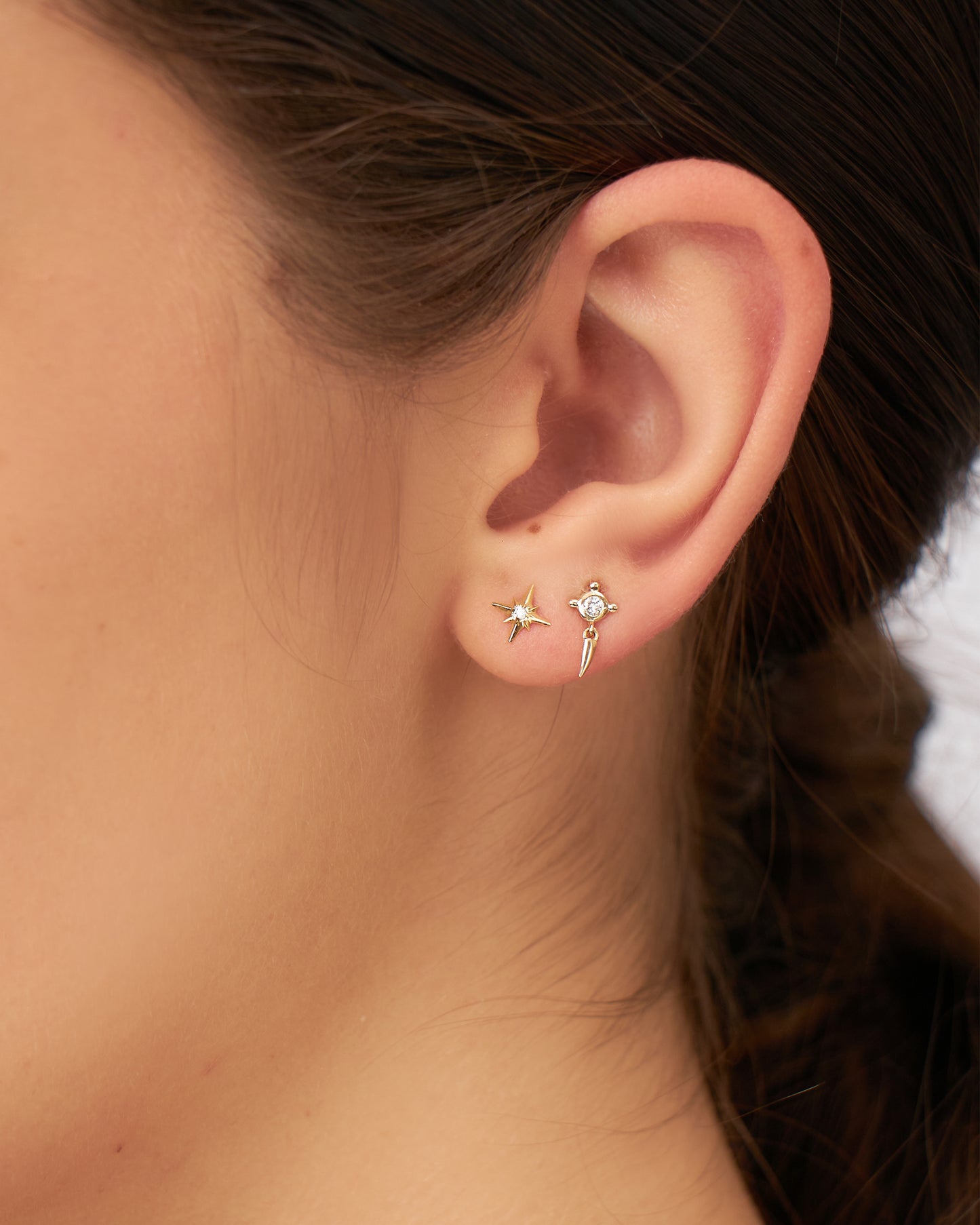 Brinco Estrela Índigo em Ouro 18K e Diamante