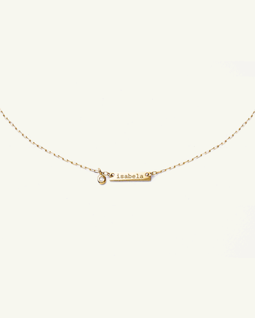 Colar Placa Personalizada em Ouro 18K e Diamante