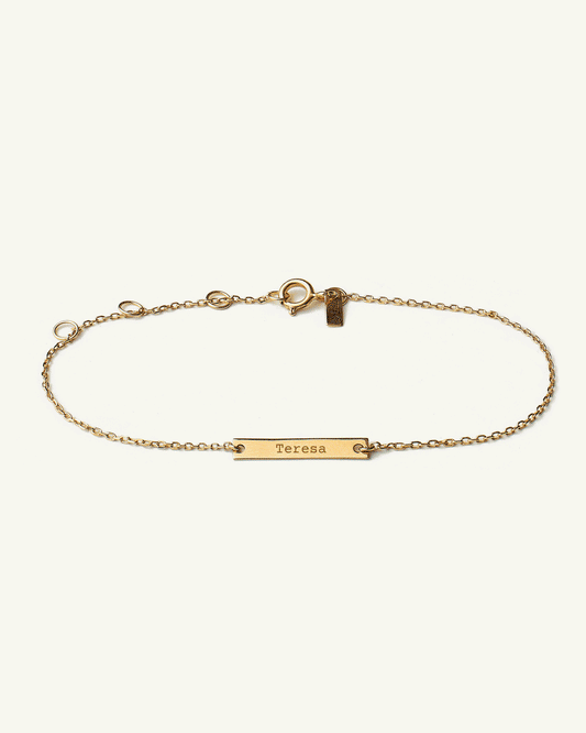 Pulseira Infantil Placa Personalizada em Ouro 18K