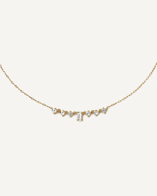 Colar Emma em Ouro 18k e Safiras Brancas