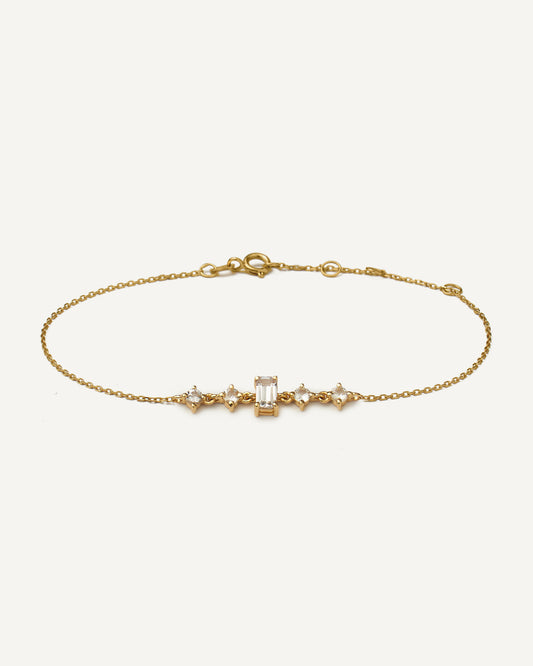 Pulseira Emma em Ouro 18k e Safiras Brancas