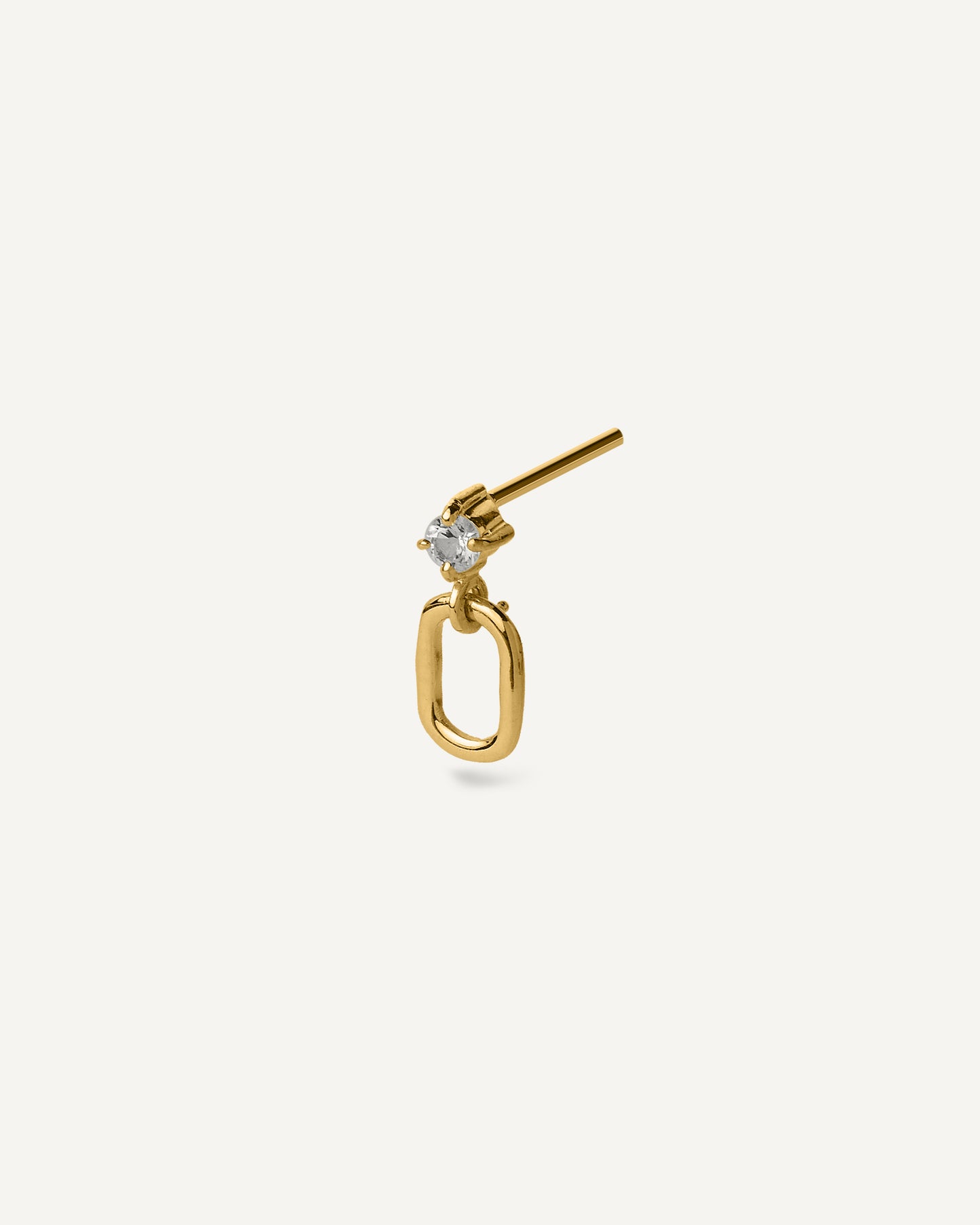 Stud Oli Unitário em Ouro 18K e Safira Branca