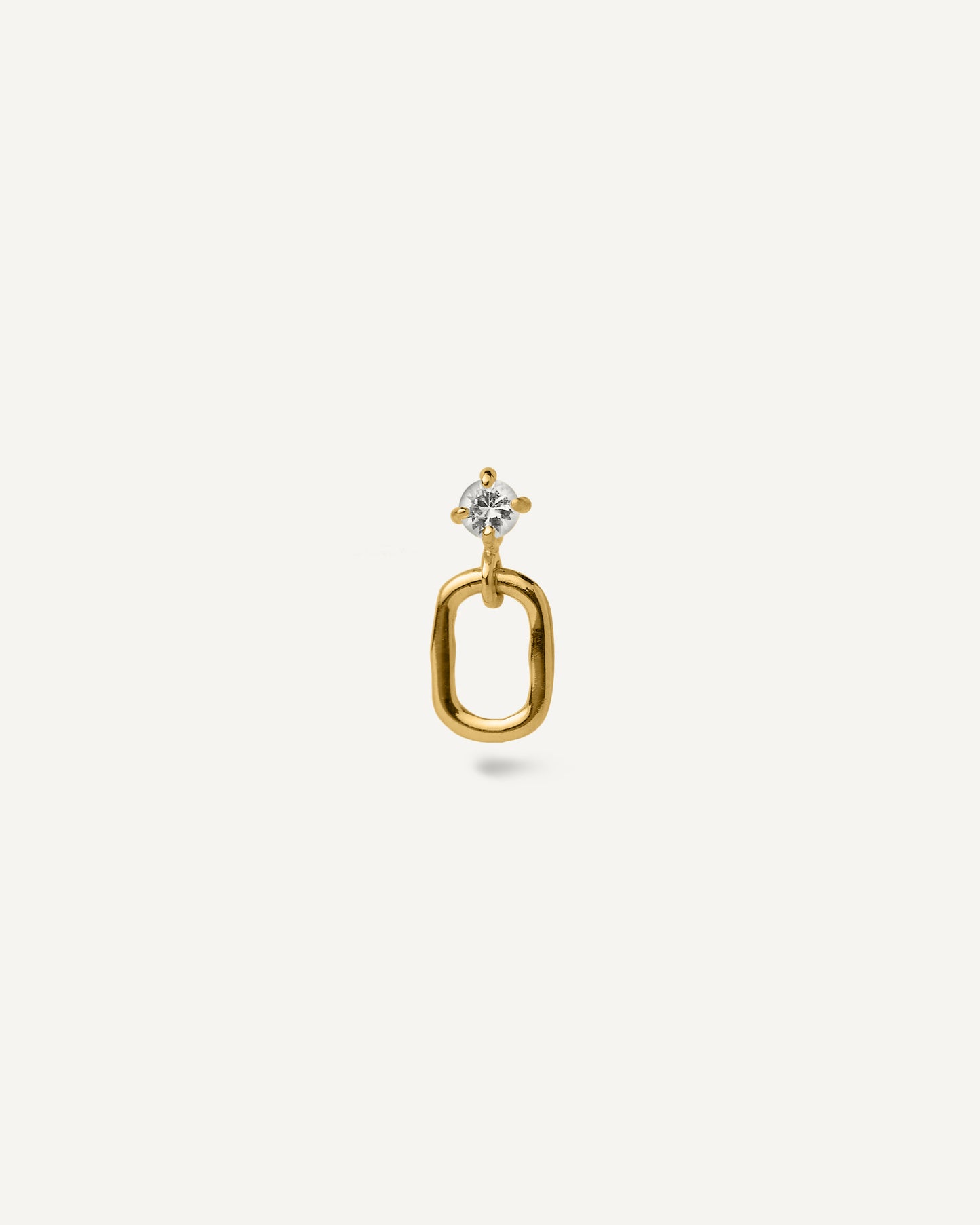 Stud Oli Unitário em Ouro 18K e Safira Branca