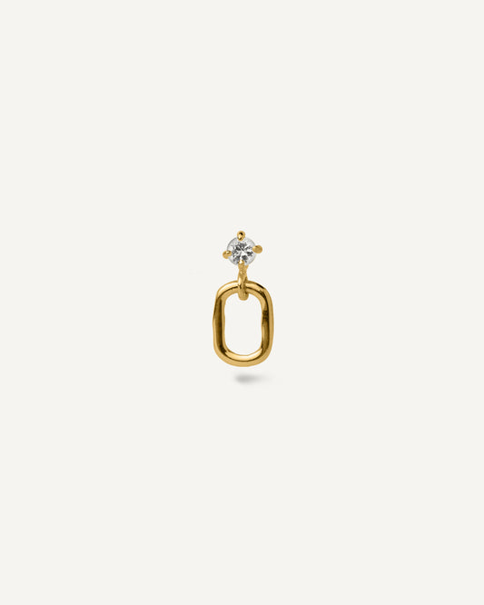 Stud Oli Unitário em Ouro 18K e Safira Branca