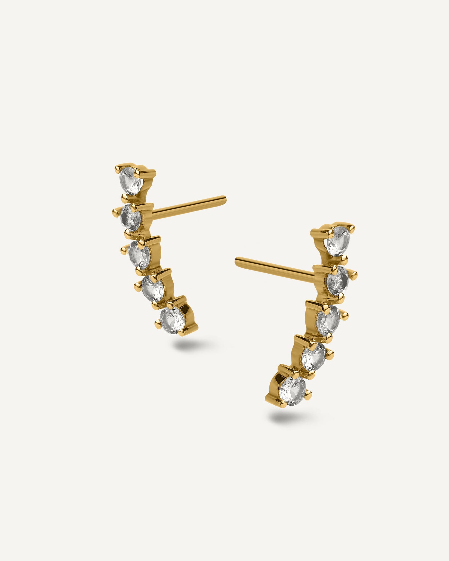 Brinco Earcuff Emma em Ouro 18K e Safiras Brancas