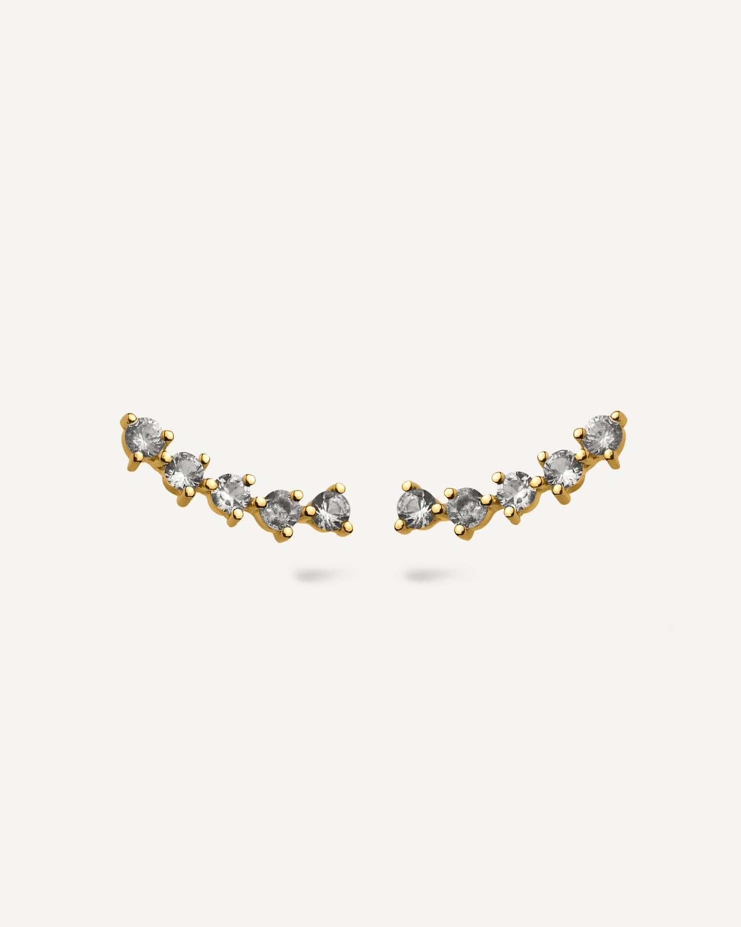Brinco Earcuff Emma em Ouro 18K e Safiras Brancas