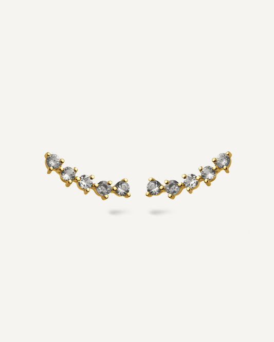 Brinco Earcuff Emma em Ouro 18K e Safiras Brancas