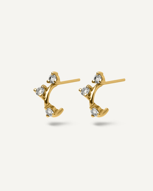 Argola Nora em Ouro 18K e Safiras Brancas