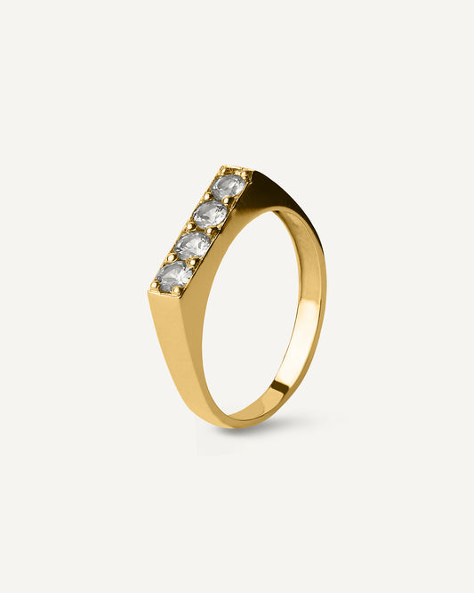 Anel Oli em Ouro 18K e Safiras Brancas
