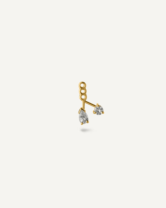 Ear Jacket Unitário Oli em Ouro 18K e Safiras Brancas