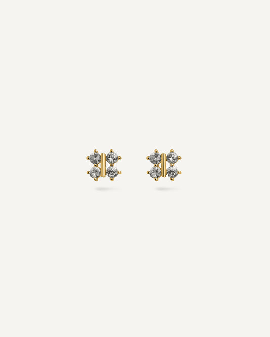 Brinco Lia em Ouro Amarelo 18k e Safiras Brancas
