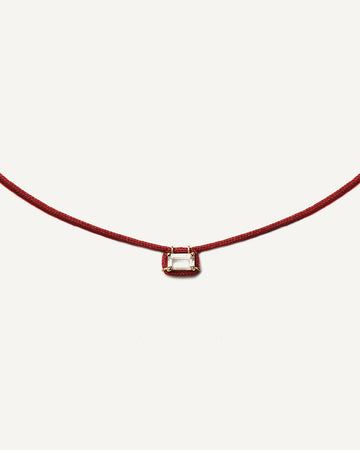 Colar Cord Nora Vermelho em Ouro 18K e Safira Branca