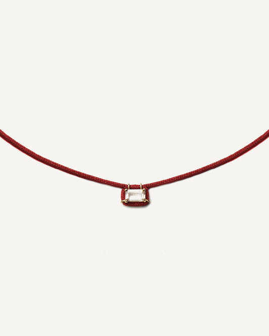 Colar Cord Nora Vermelho em Ouro 18K e Safira Branca