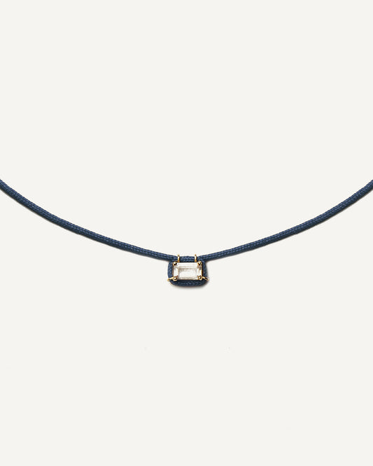 Colar Cord Nora Azul em Ouro 18K e Safira Branca