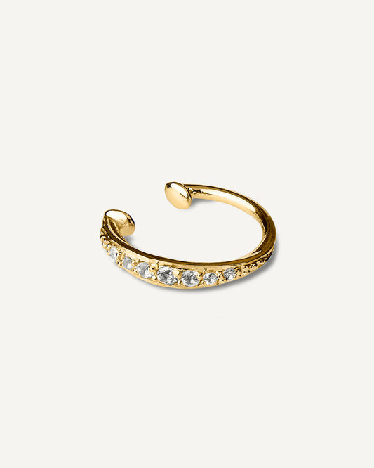 Piercing Disco em Ouro 18K e Safiras Brancas