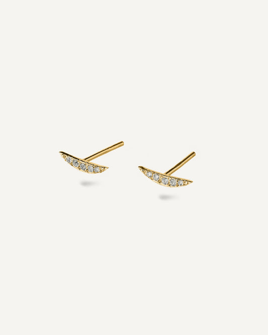 Brinco Stud Disco em Ouro 18k e Safiras Brancas