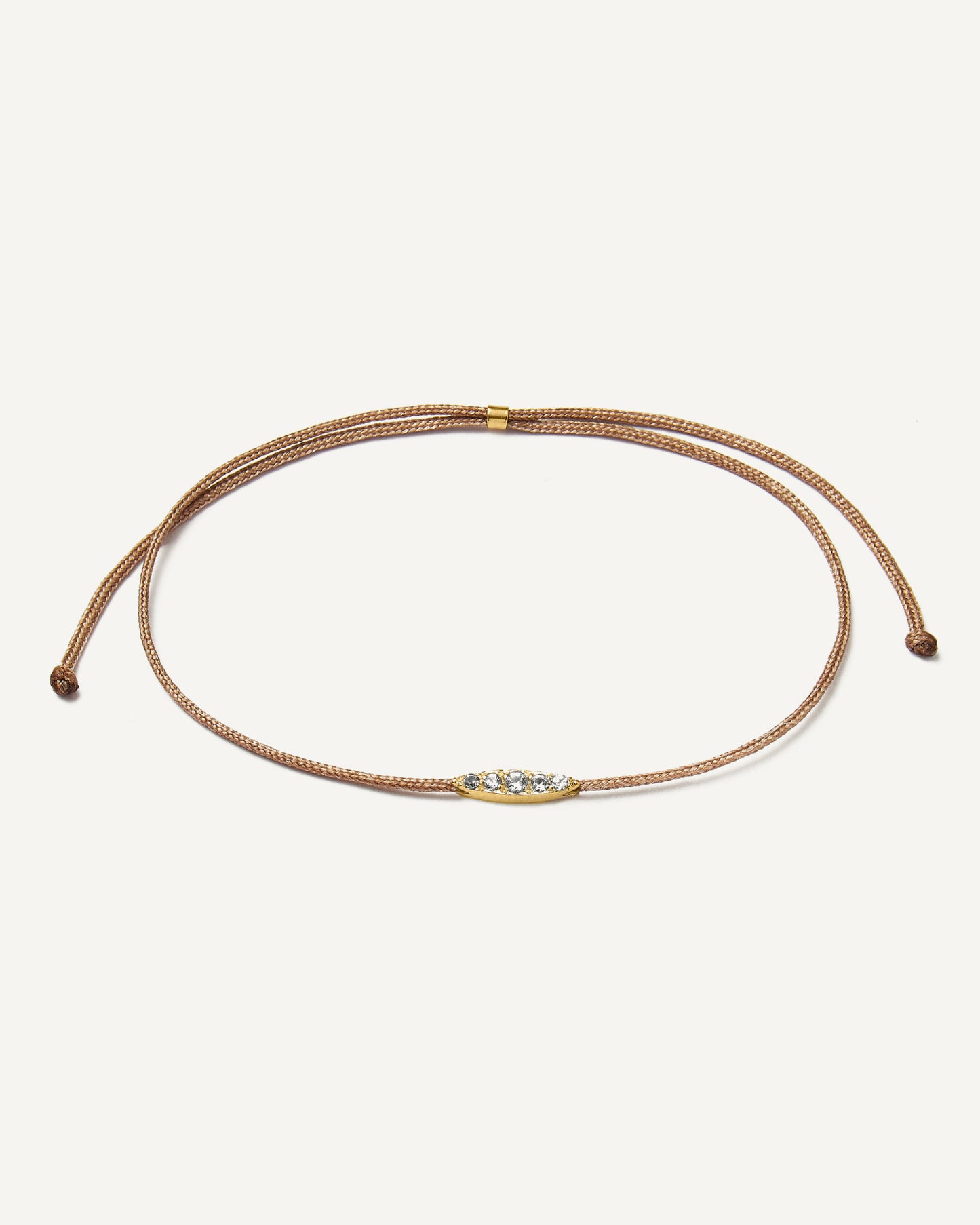 Pulseira Cord Disco Areia em Ouro 18k e Safiras Brancas