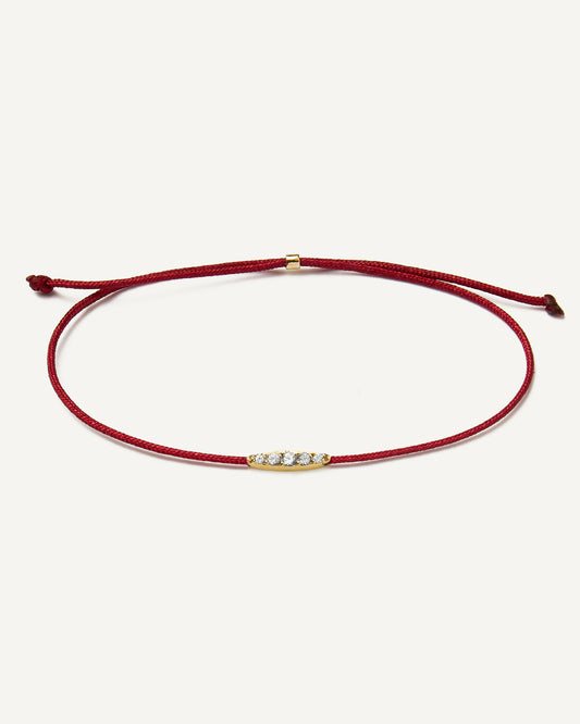 Pulseira Cord Disco Vermelha em Ouro 18k e Safiras Brancas