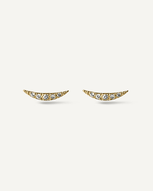 Brinco Earcuff Disco em Ouro 18k e Safiras Brancas