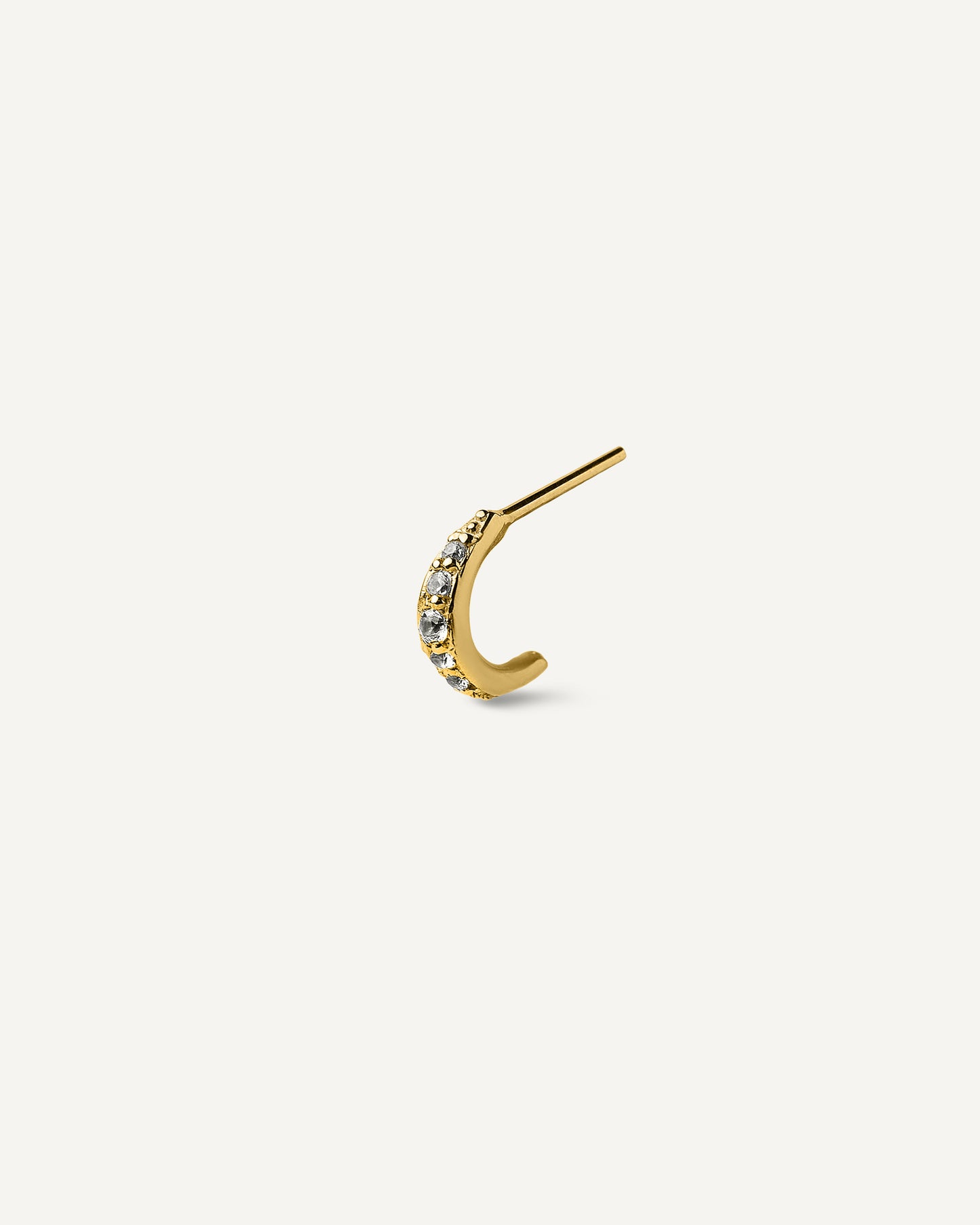 Argola Disco Petit Unitária em Ouro 18k e Safiras Brancas