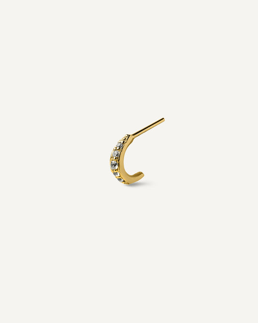 Argola Disco Petit Unitária em Ouro 18k e Safiras Brancas
