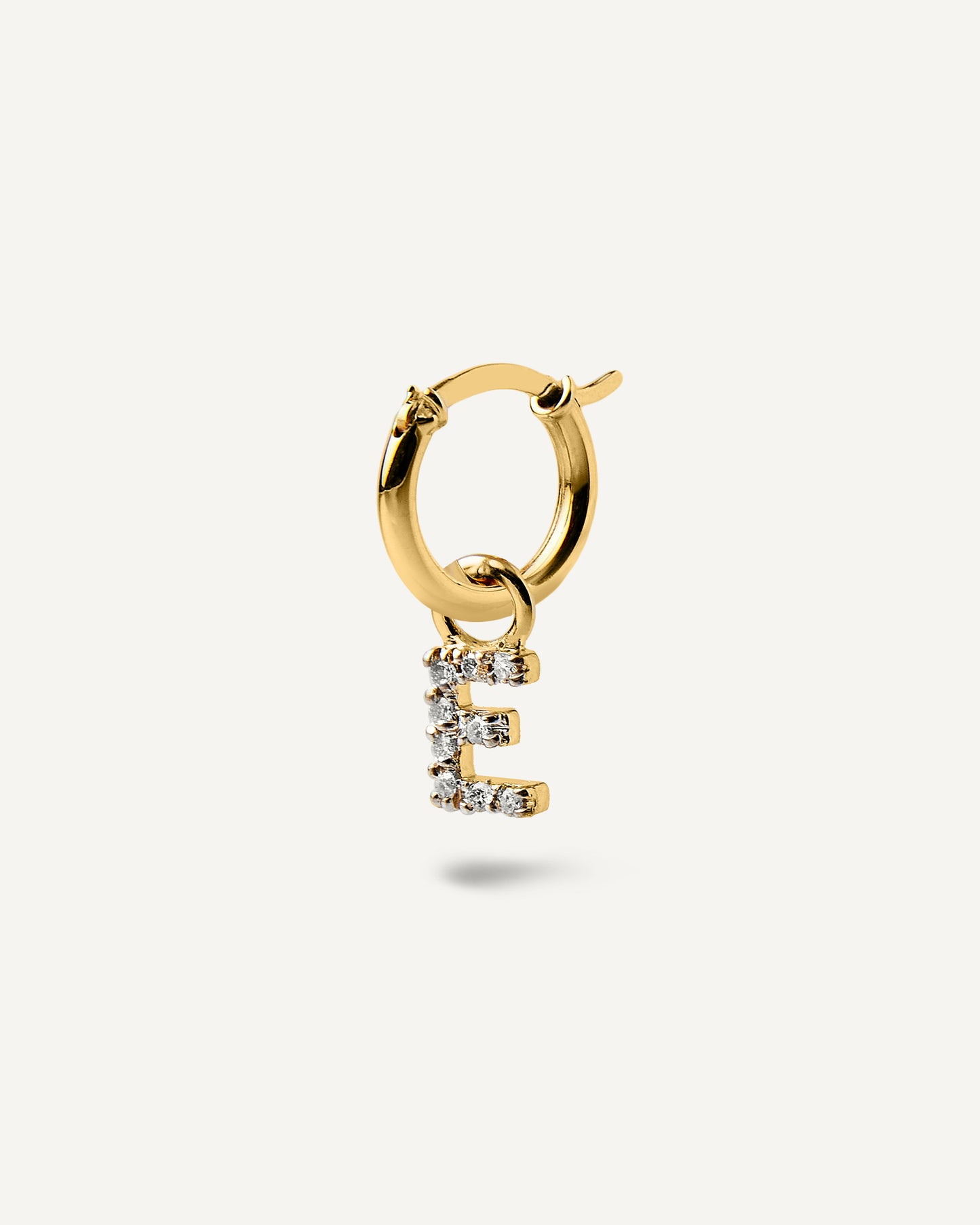 Pingente de Argola Inicial Unitário em Ouro 18K e Diamantes