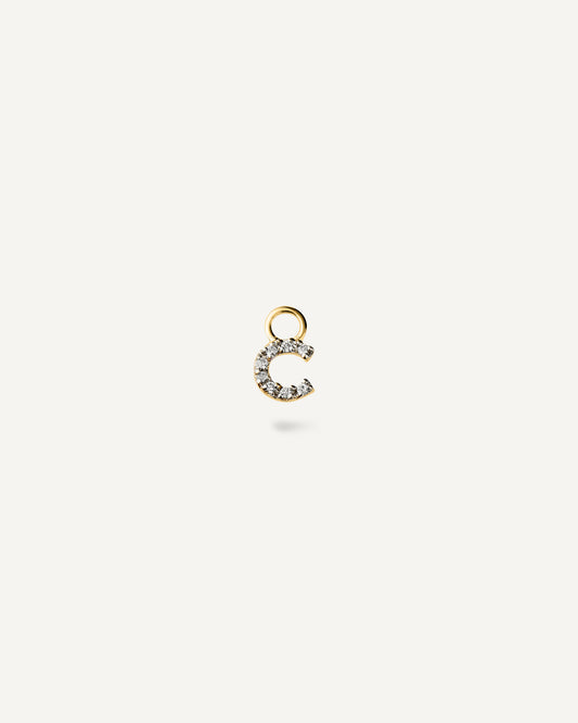 Pingente de Argola Inicial Unitário em Ouro 18K e Diamantes